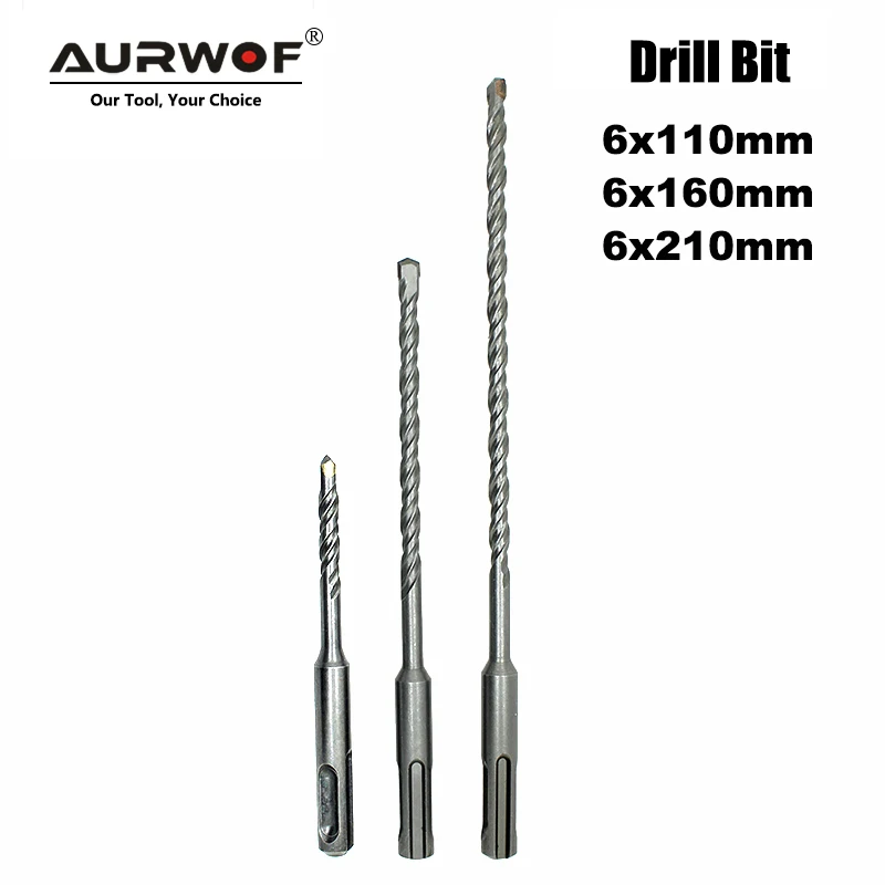 

LAVIE 3pc SDS Plus Drill Bits 6mm Length 110 160 210mm Masonry Hole Saw Concrete Wall Brick Block Drilling for Electric 01003