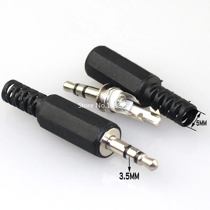 10PCS/Lot 3.5mm HeadPhone Connector Male Mono Channel Two Channel Audio Jack Plug 3.5 Mm With Black Plastic Housing