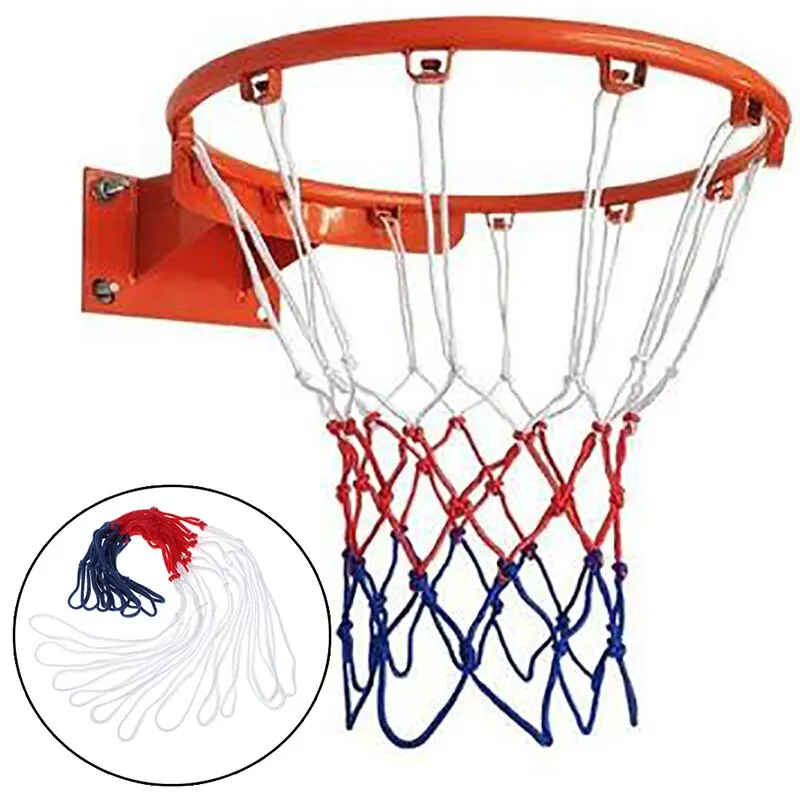 Standard Basketball Net Durable Nylon Thick Thread Three Color Universal Basketball Net Mesh Replacement