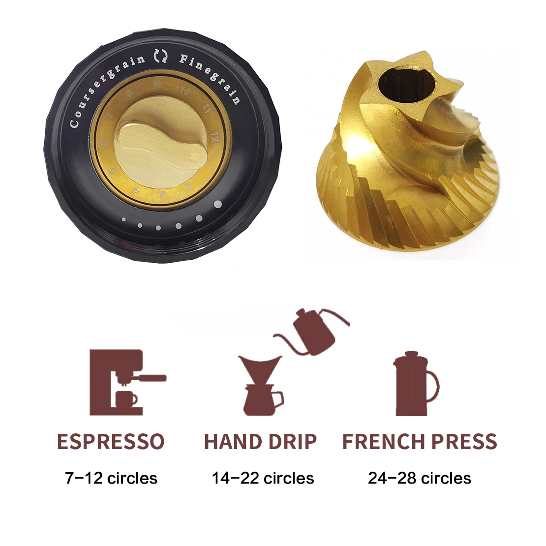 Manual Coffee Grinder Titanium Conical Burr Grinder Adjustable Setting Portable Hand Crank Coffee Bean Mill for Coffee Gift