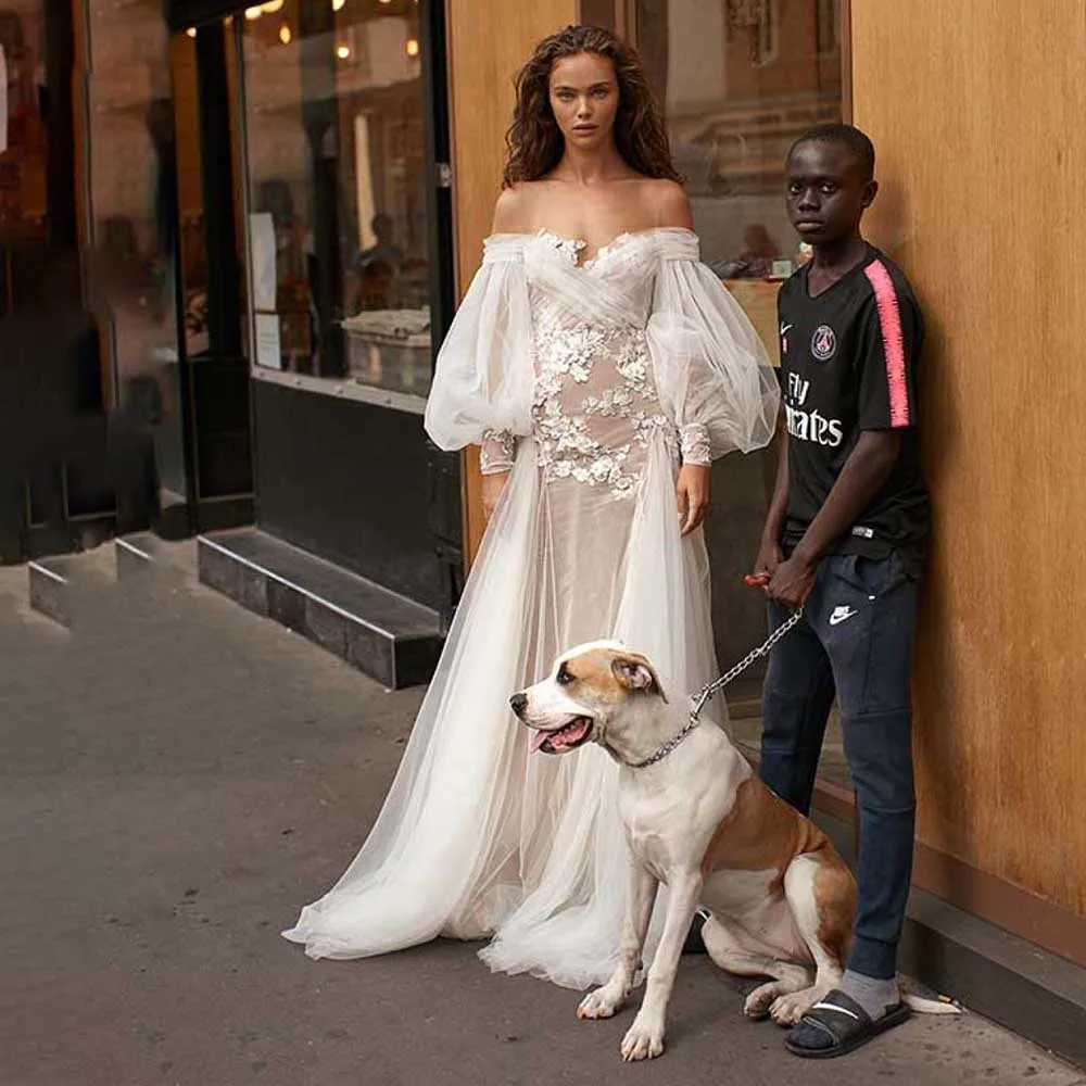 Robe de Mariée en Tulle avec Appliques Florales 3D, Sur Mesure, Transparente, Manches sulfBouffantes, pour Patients