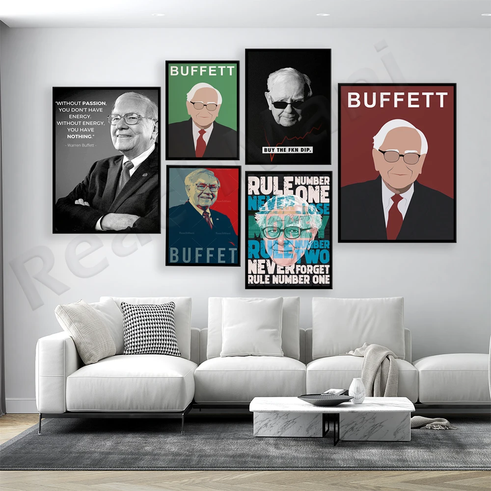 Warren Buffett inspirational quote poster, stock market wall street trading investment financial canvas poster, celebrity