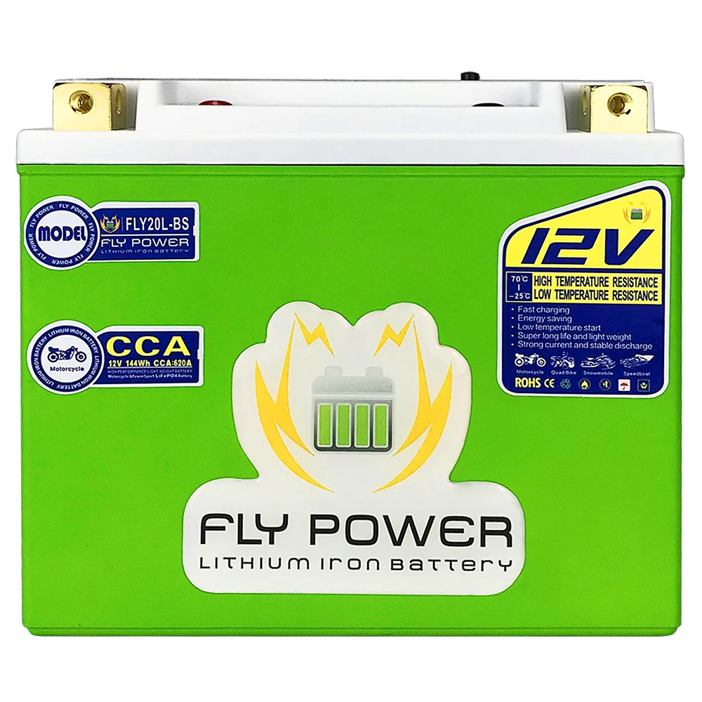 12V LiFePO4 Motorcycle Start Battery 620A CCA 144Wh Lithium iron Phosphate Scooter Engine Batteries With BMS ATVs UTVs YTX20L-BS