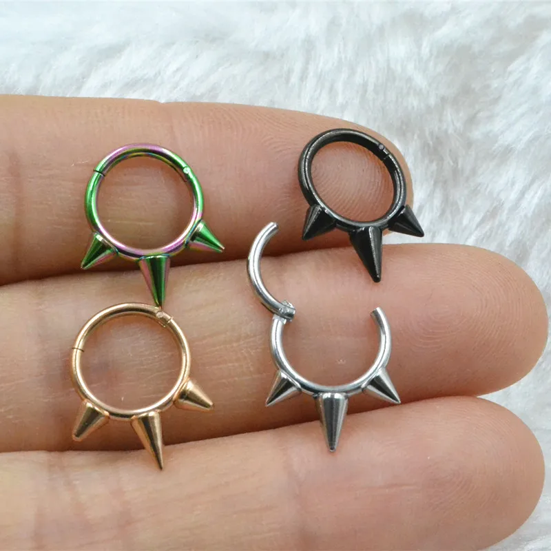 

20pcs/lot Seamless Hinged Segment Ring Septum Nose Clicker Cartilage Nose/Lip Ear Diath Helix Spike 16GX8MM