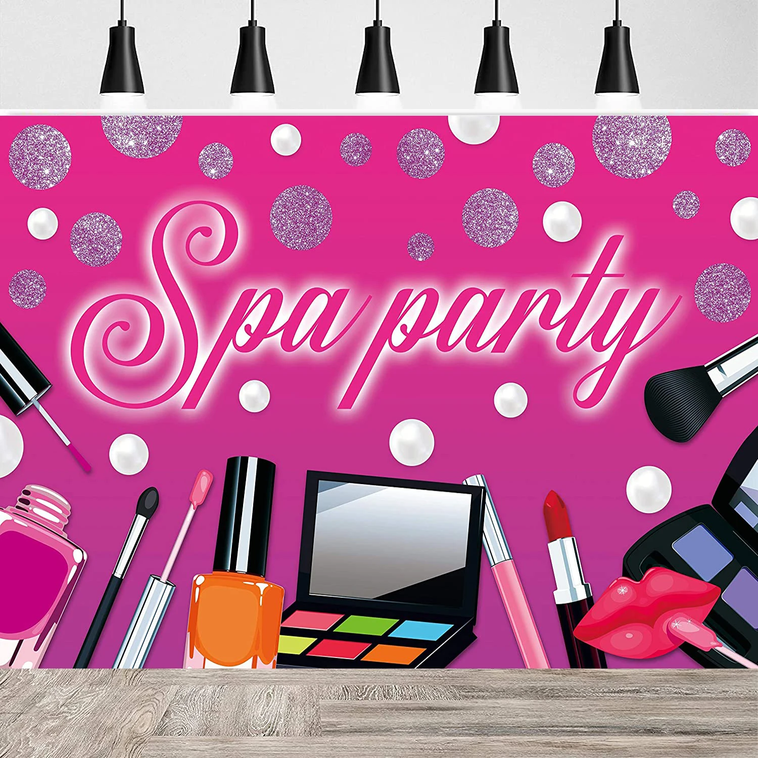 Spa Party Backdrop Sweet Girls Princess Make Up Photography Background Birthday Baby Shower Supplies Pink Decorations Banner