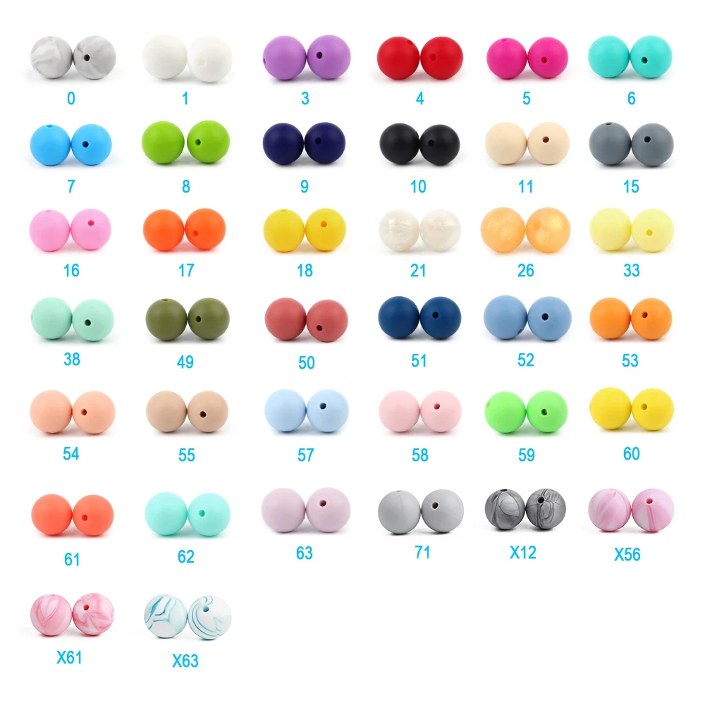 TYRY.HU Silicone Beads 100Pcs BPA Free 9/12/15/19mm Silicone Teething Round Beads For Necklace Pacifier Chain Baby Teether Beads