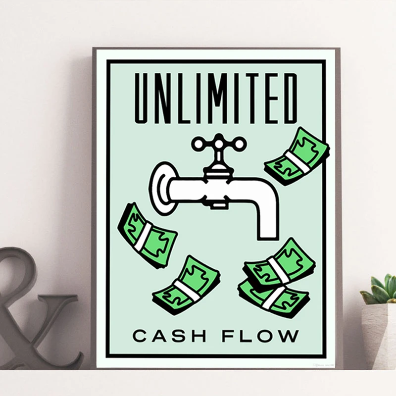 Monopolyingly Card Art Unlimited Cash Flow Canvas Poster Print Abstract Painting Picture Modern Office Room Decoration