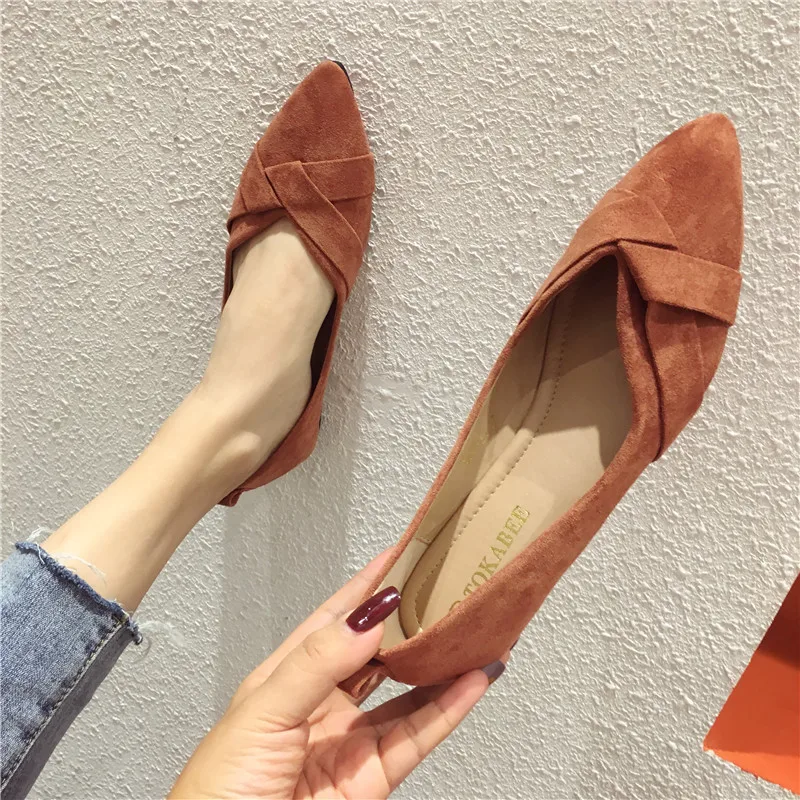 Spring Fall Women Flats Caramel Colour Black Pointed Toe Flat Heel Shoes for Ladies Brown Flats for Women Foldable 33 34 32 45