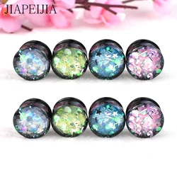 6-30mm Colorful Paillette Acrylic Ear Tunnels Gauge and Plugs Stretcher Expander Piercing Earring