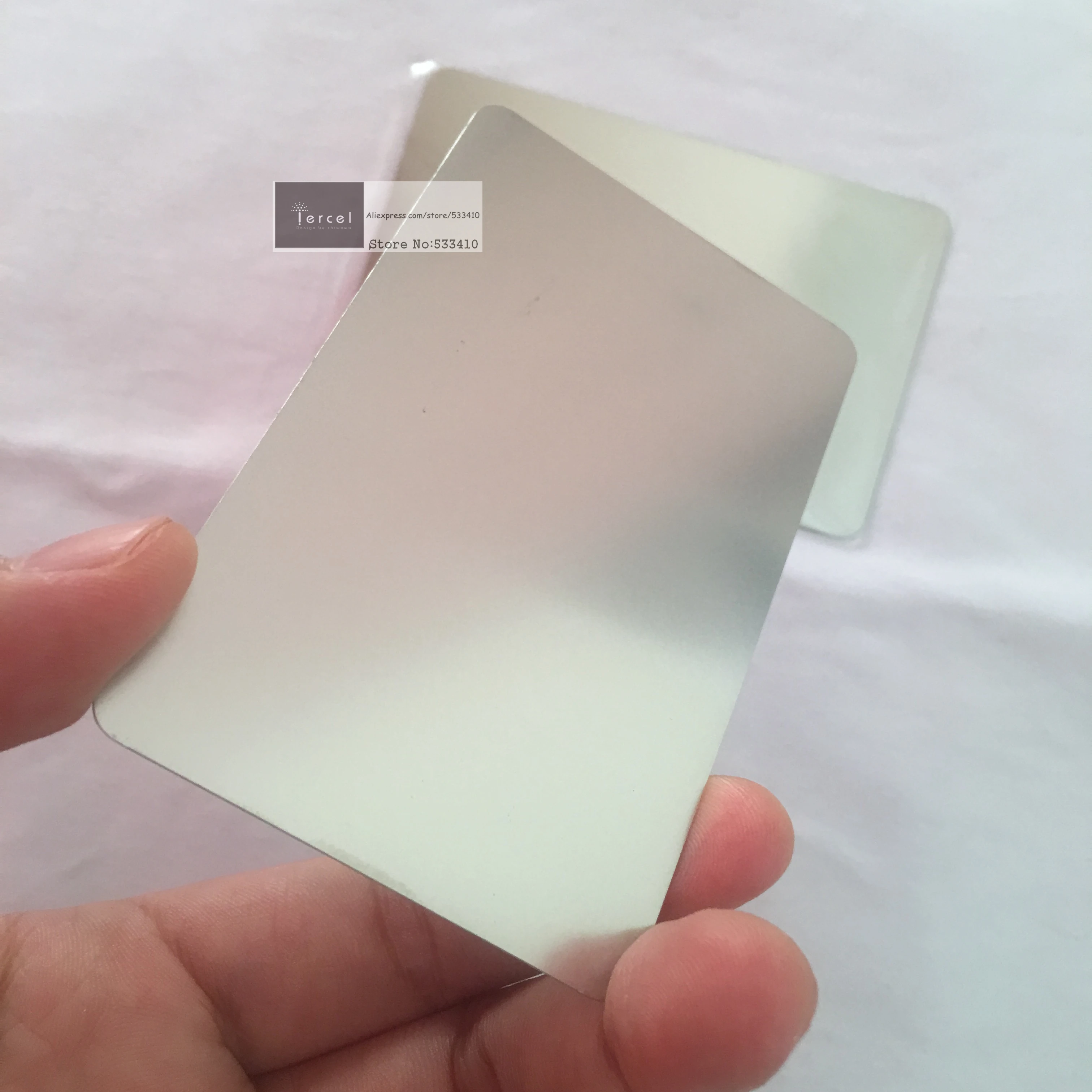 100pcs/lot 0.3mm thickness Blank stainless steel/customized metal business card mirror finish with free shipping price