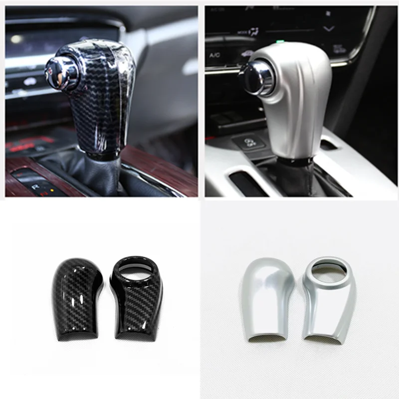 For Honda HRV HR-V Vezel 2014-2019 Accessories Car gear shift lever knob handle cover trim Sticker ABS Matte/Carbon fibre 2pcs