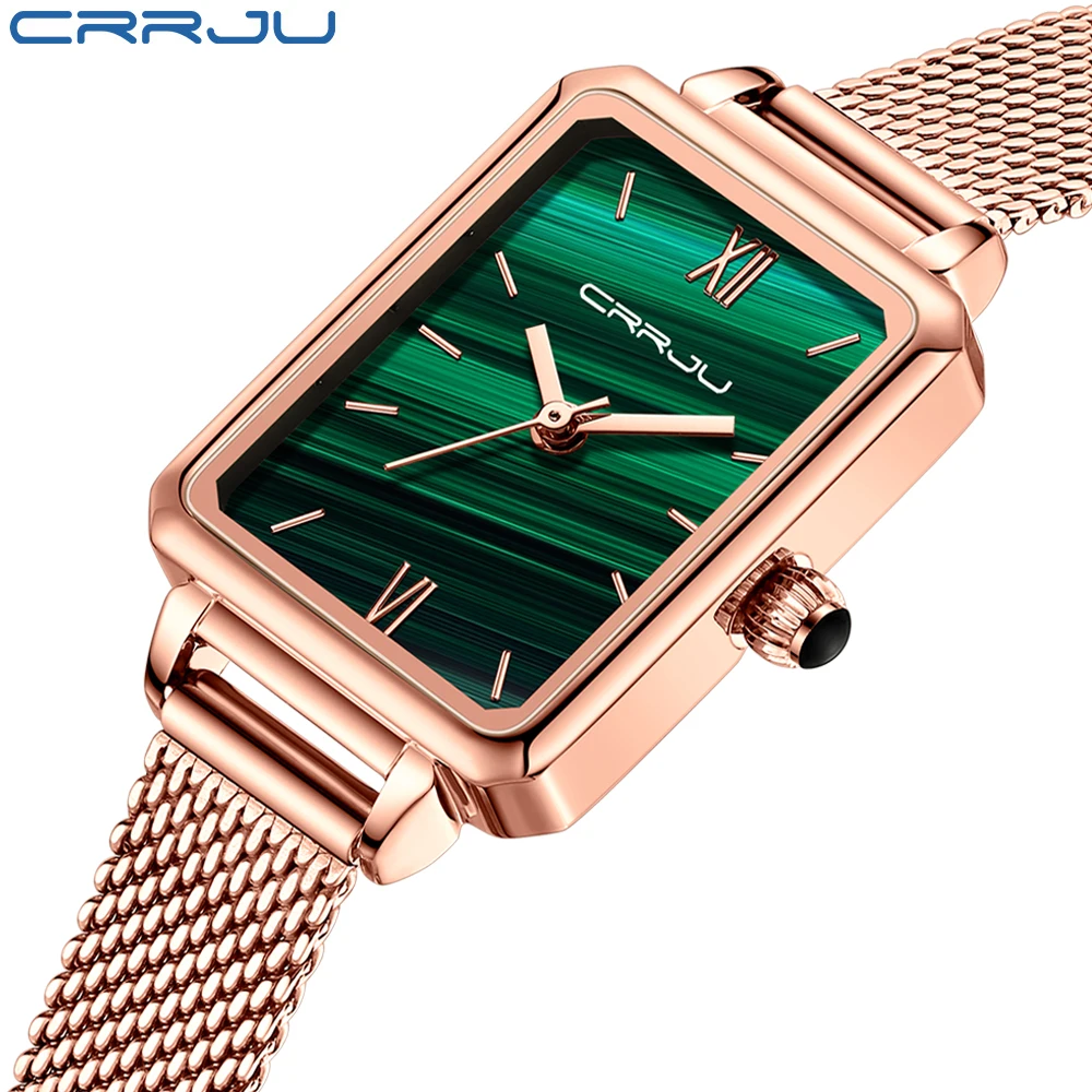 Montre-bracelet à quartz avec bracelet en acier inoxydable pour femme, montres étanches, cadran vert malachite, mode décontractée japonaise, A ++