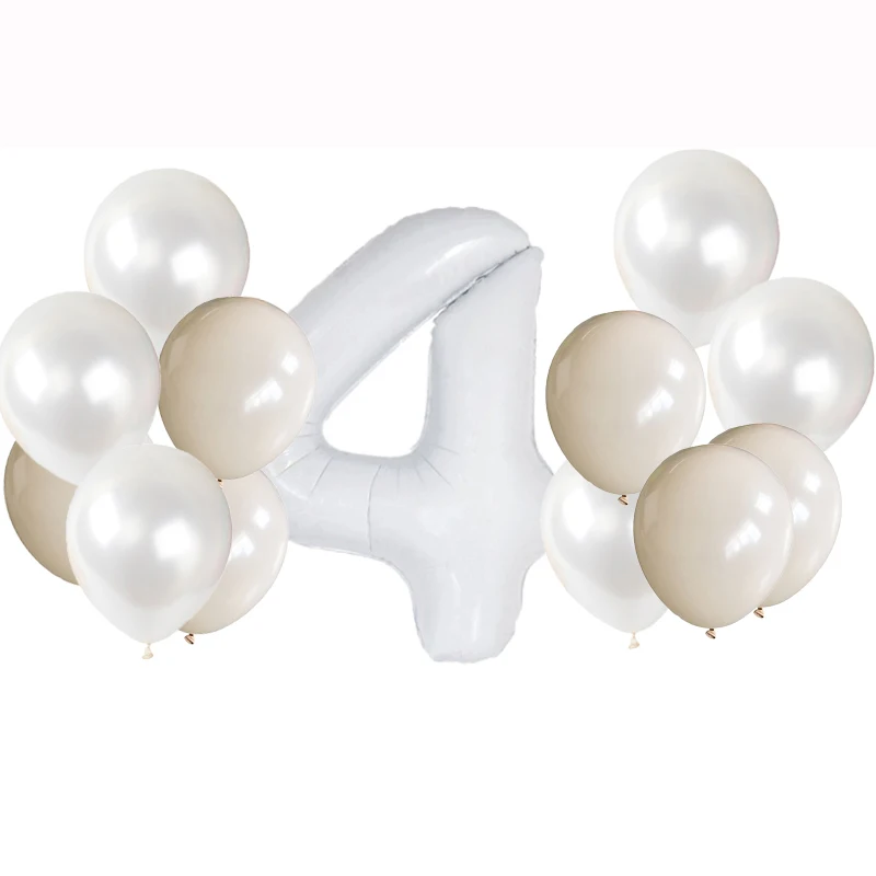 13pcs 32inch White Number Foil Balloons For Marriage Wedding Anniversary Boy Girl Birthday Party Baby Shower Decoration Globos