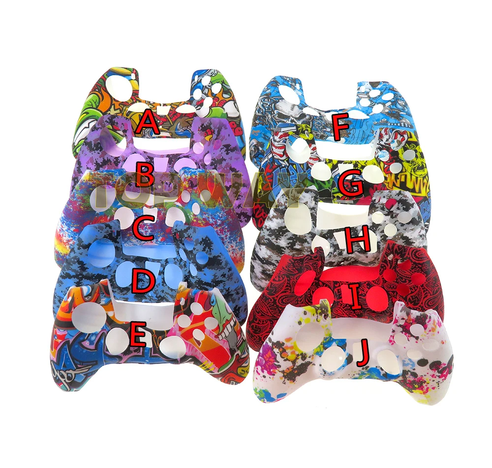 50PCS Water Transfer การพิมพ์ซิลิโคนผิวสำหรับ PlayStation5 PS5 Controller สำหรับ DualSense Gamepad ฝาครอบ