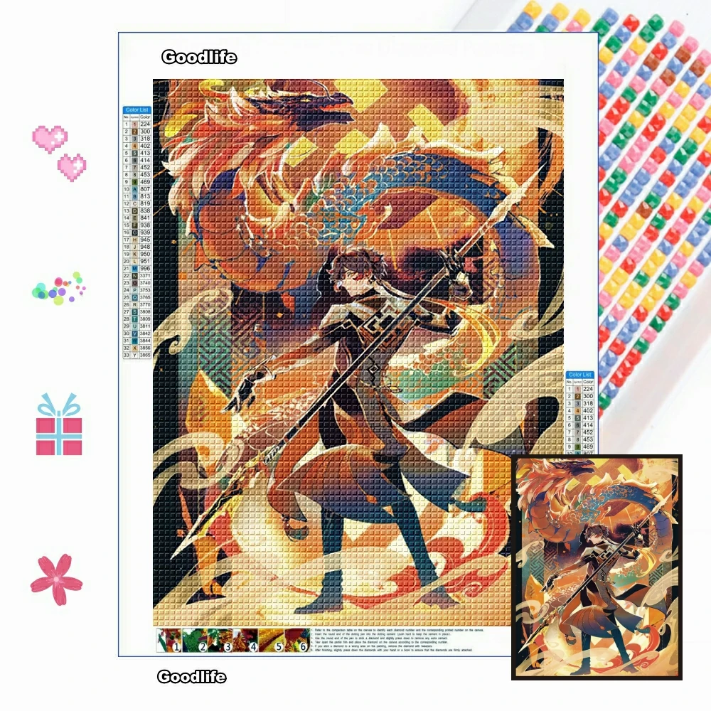 

5D DIY Diamond Painting Game Poster Genshin Impact Full Square/Round Cross Stitch Kits Mosaic Diamond Embroidery Home Decoration