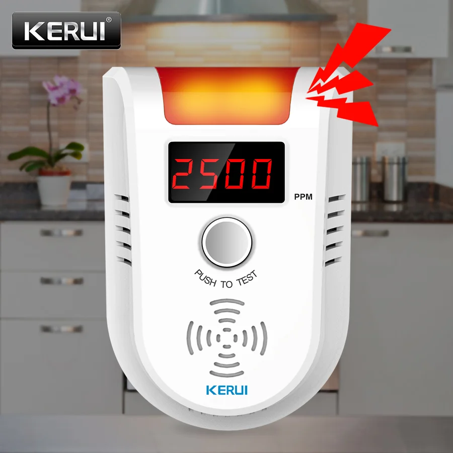 KERUI GD13 Gas Detector Alarm LPG Gas LED Display Wireless Intelligent Sensor Voice Auto Detect Sensor Nature Leak Alarm System