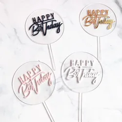 New Transparent Birthday Cake Topper Baking Dessert Cupcake decorations happy birthday party  Baby Shower Cake Top Flag Supplies