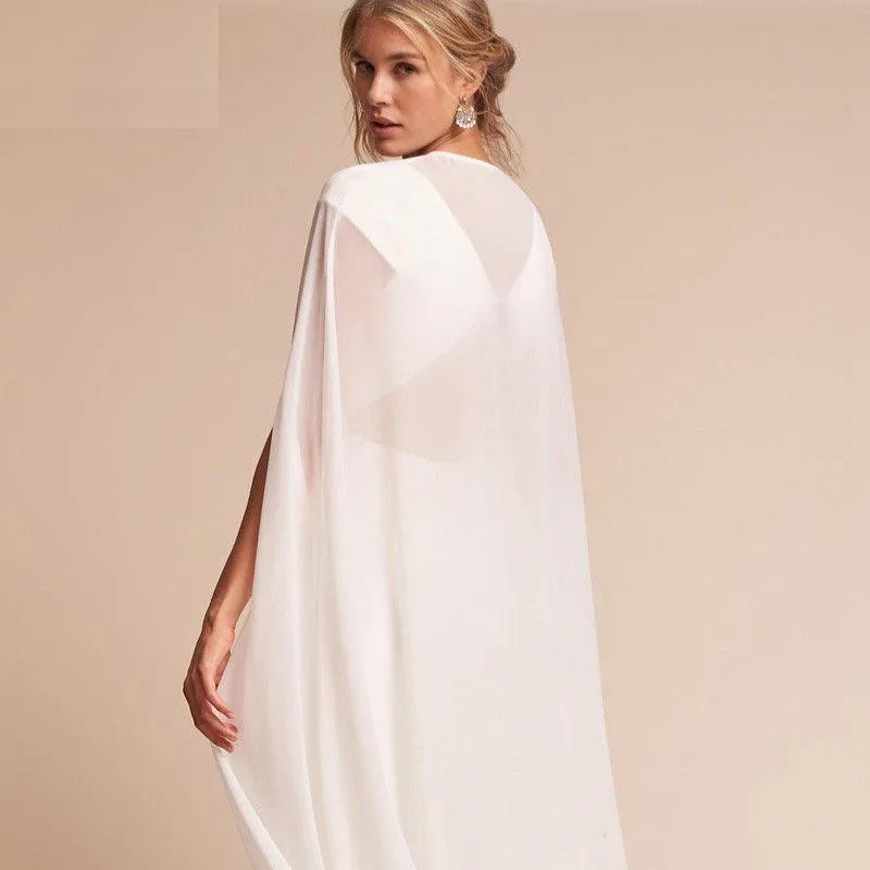 Nuovo Da Sposa Avvolge Da Sposa In Chiffon Mantello Giubbotti Sweep Da Sposa Bianco Coprispalle Speciale Occasione di Nozze Cappotti Trasporto Veloce