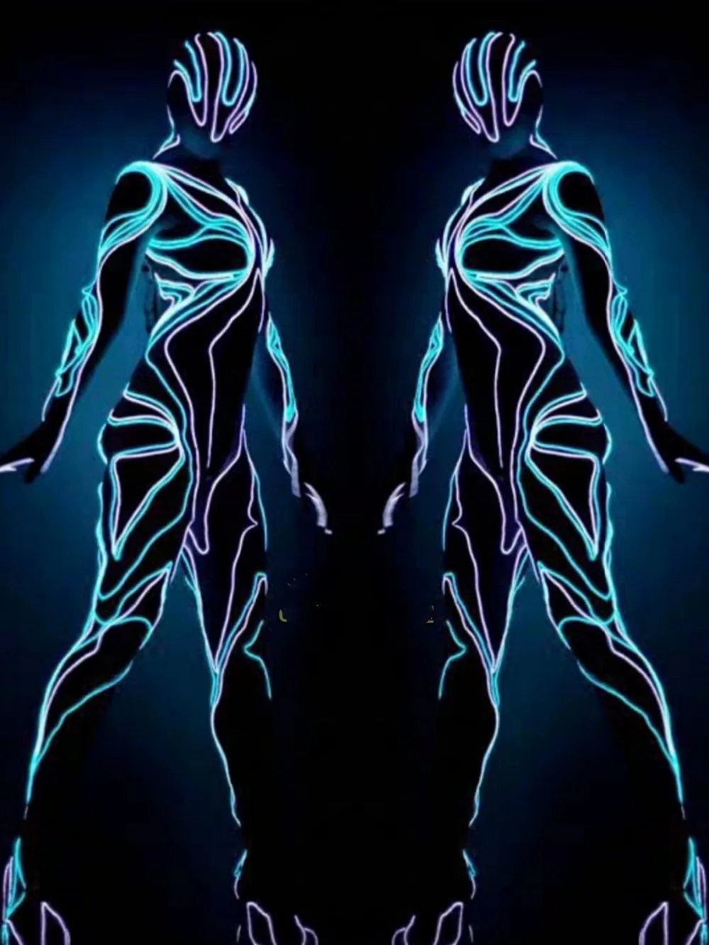 LED lighting fluorescent muscle men women jumpsuit Lumious Sexy dance bodysuit Stage light show costume