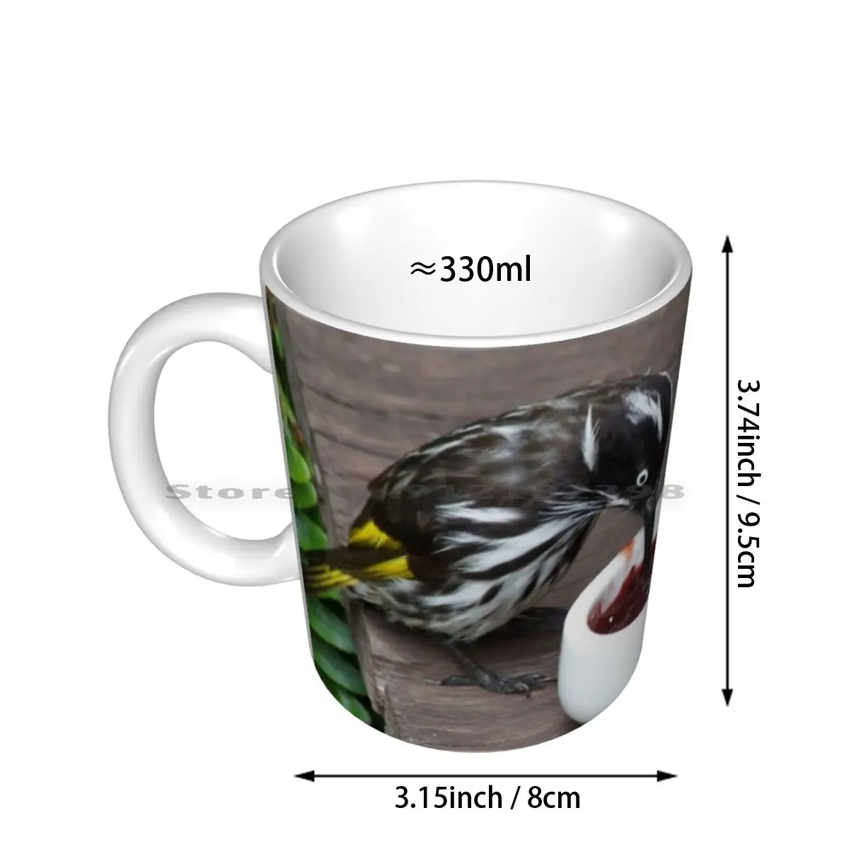 Jamming Ceramic Mugs Coffee Cups Milk Tea Mug Bird Black Holland Honeyeater Honeyeaters Jam Nature New Strawberry Urban White