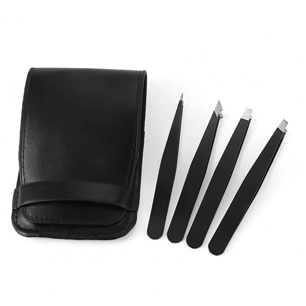 4Pcs/Set Wholesale Eyebrow Tweezer Sets Multiple Heads Stainless Steel Eyelash Extension Clip Makeup Beauty Eyebrow Tools