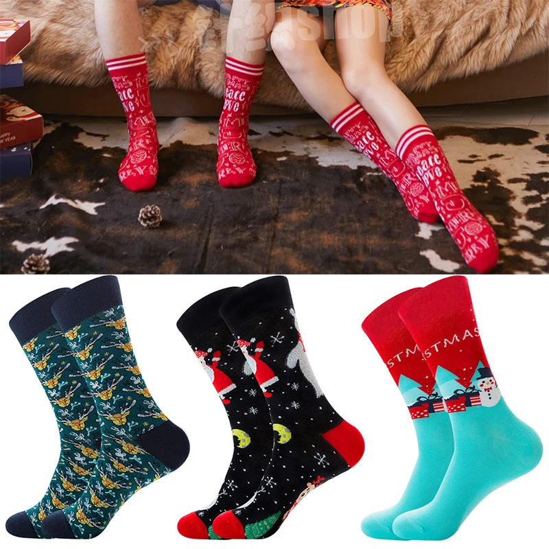 Spring and Autumn New Trend Men's Socks Santa Claus Elk Men's Tube Socks Fashion Cotton Socks