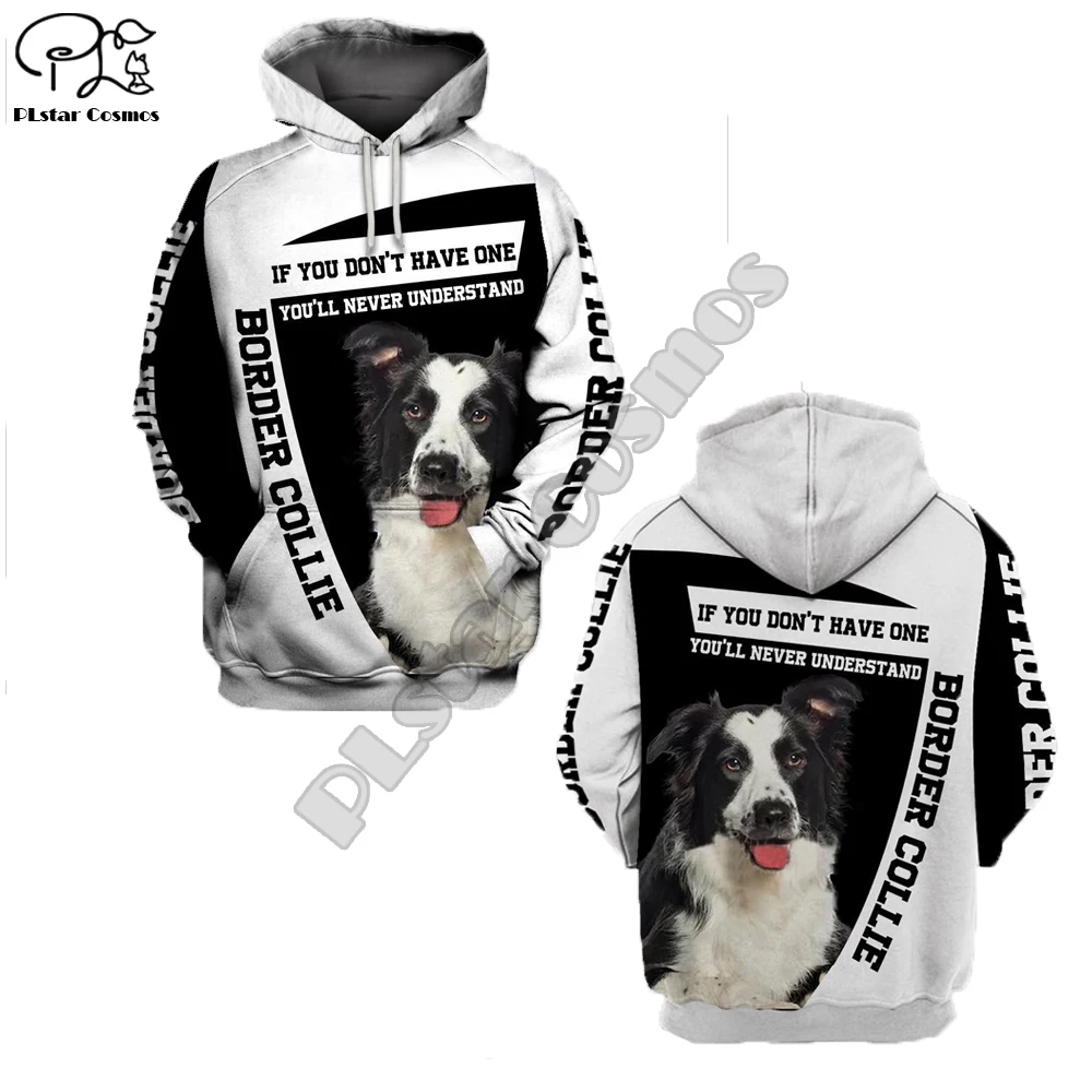 Uniseks Mens Border Collie Dog Hoodie Gambar 3d Kaus Lengan Panjang Musim Gugur Pullover Wanita Pakaian Olahraga Bertudung Berkerudung Musim Semi Pakaian Luar