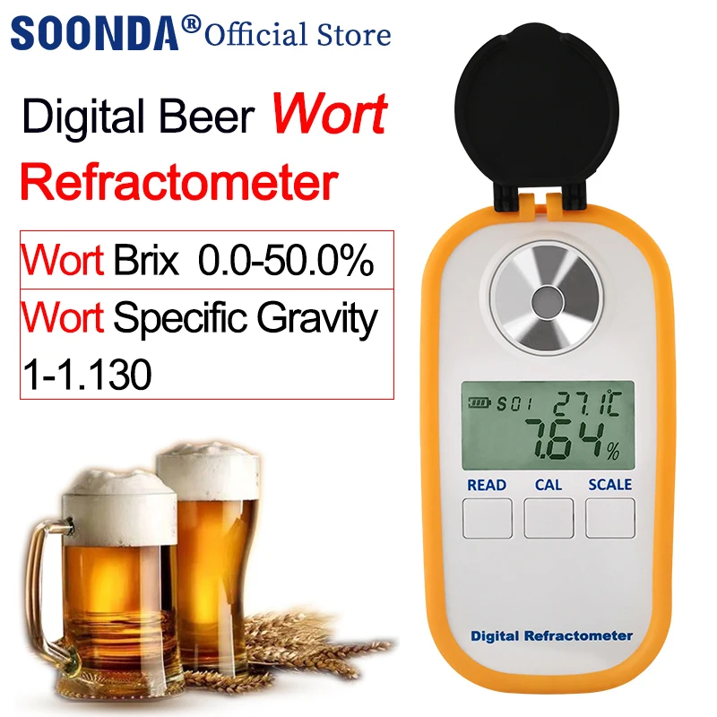 Digital Before Brewing Beer Wort Densimeter Wort Specific Gravity 1.000-1.130,Brix 0-50.0% Wort Concentrator Wort Hydrometer