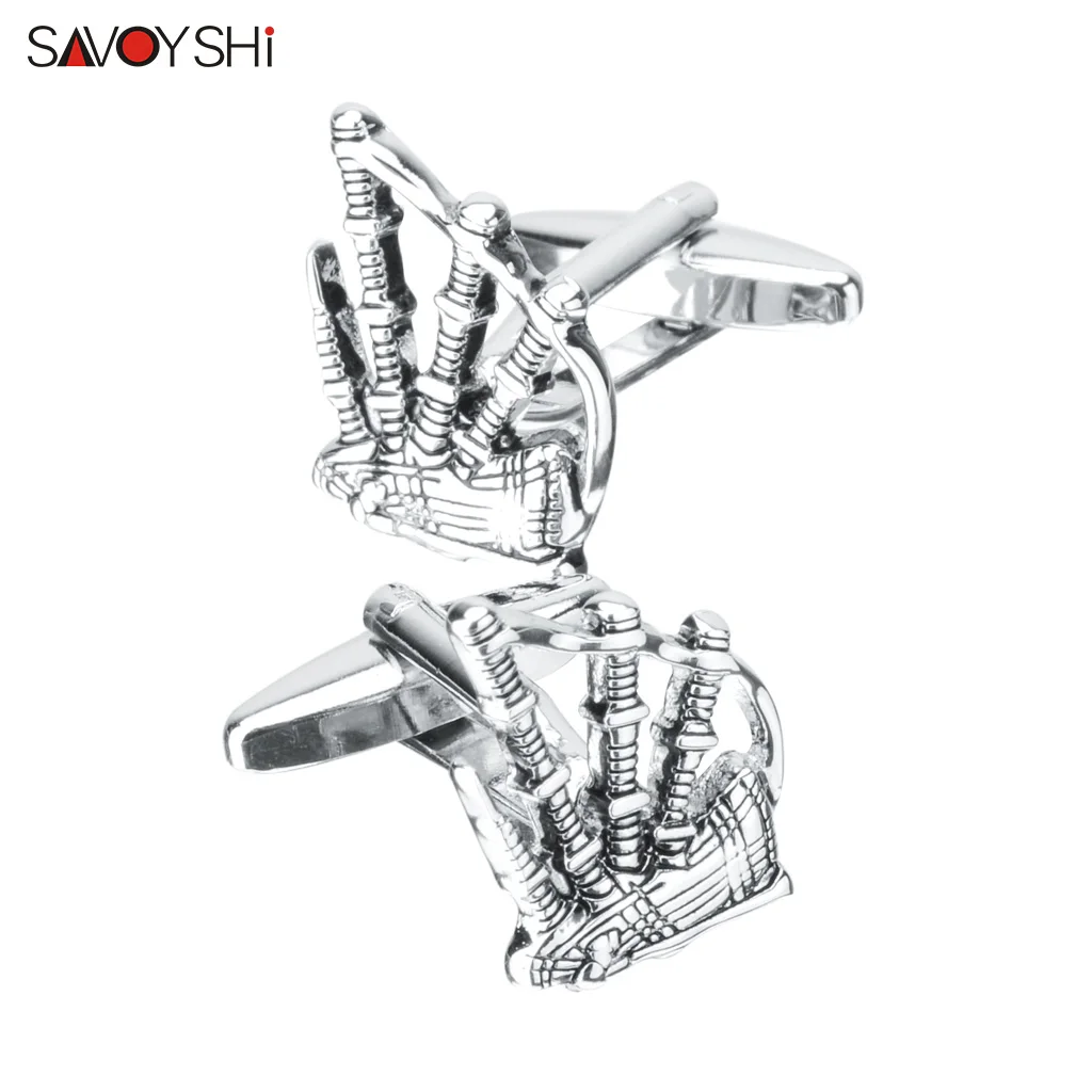 SAVOYSHI Funny Shirt Cufflinks for Mens High Quality Metal Music Instrument Bagpipe Shape Cuff links Gift Man Jewelry