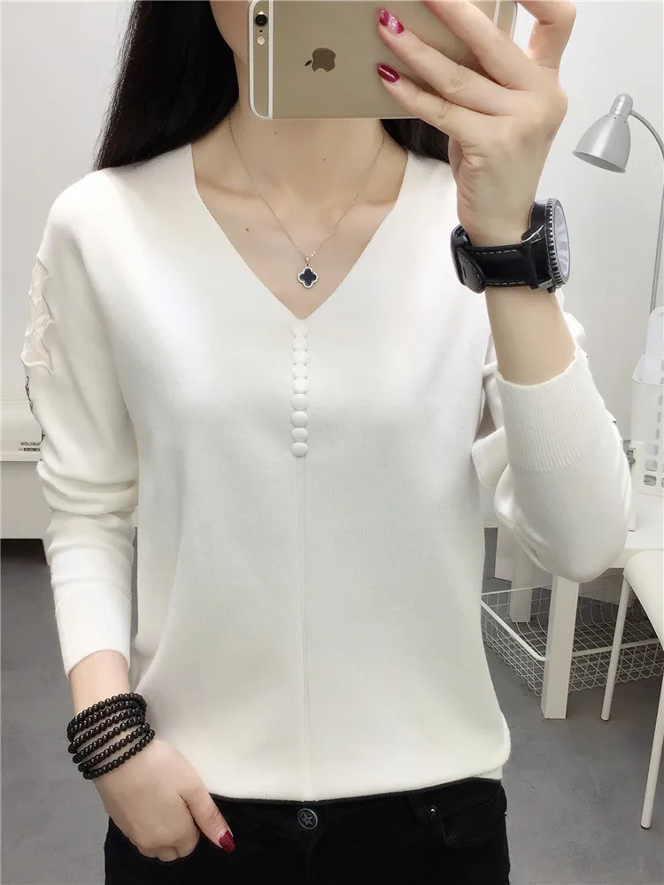 long sleeve knit pure color buttons thin render unlined upper garment of  new bud silk is hollow-out sweater female