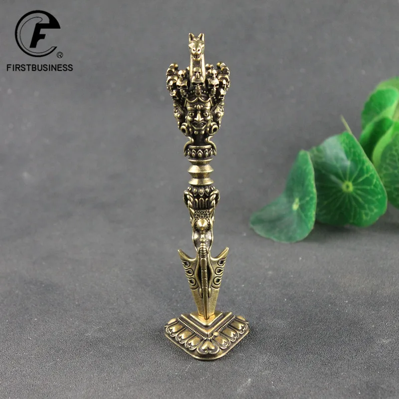Brass Buddha Instrument Ba Jin Just Vajry Pestle Feng Shui Ornament Home Decoration Copper Tea needle Desk Decor Retro Crafts