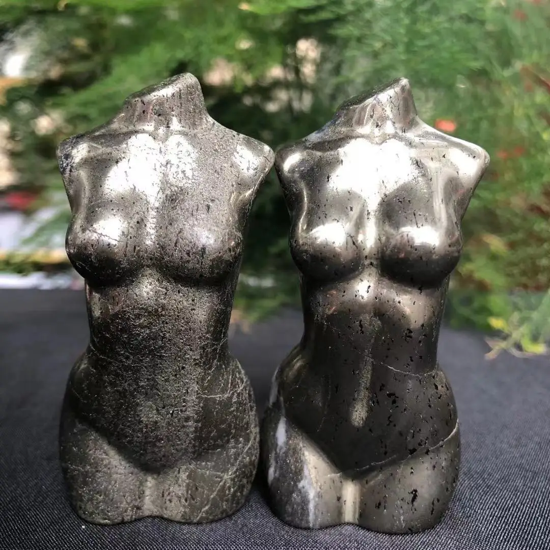 Natural Pyrite Female Model Statue, HandPolished, Home Office, Reiki Energy Decoration Products, 160-180g, 1PC