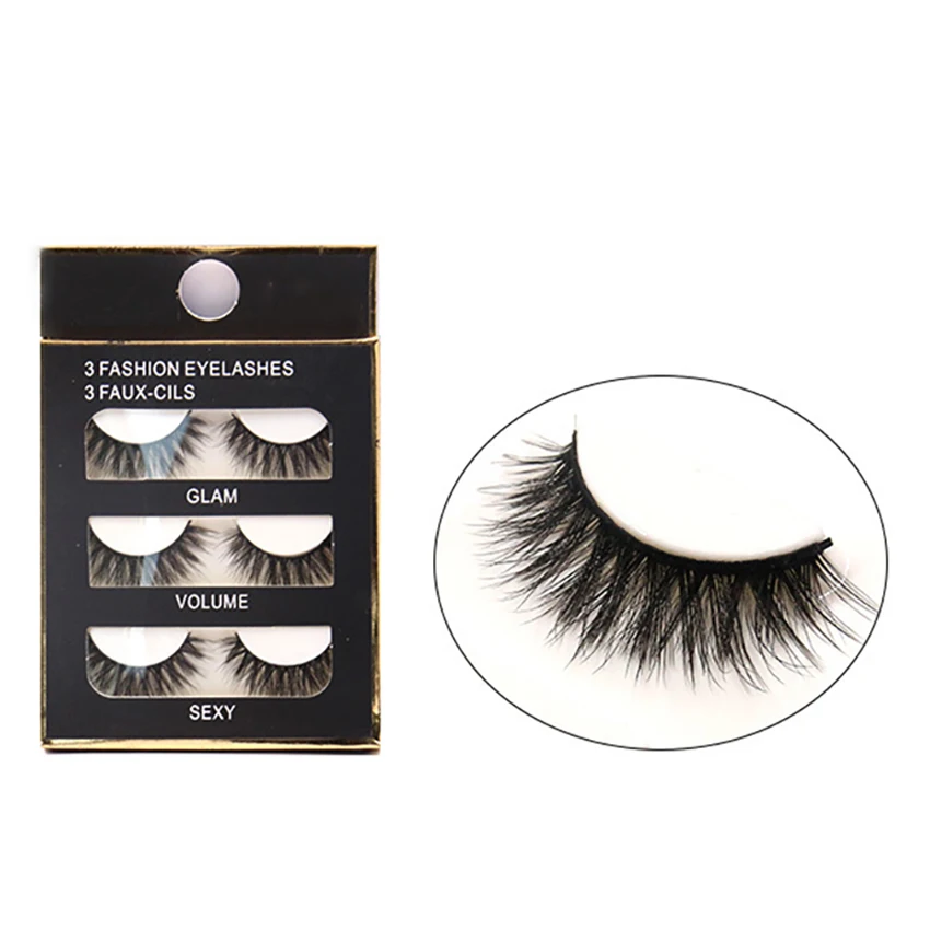 1ชุด6 In 1 3D ธรรมชาติขนตาปลอม Crisscross ขนตาปลอม Extension แต่งหน้าผ้าฝ้ายสีดำขนตาปลอมขนตาปลอม