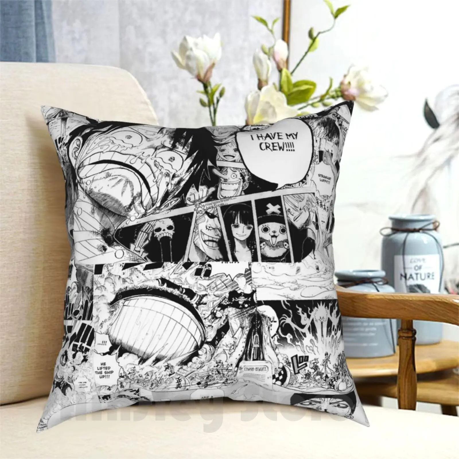 One Piece Manga Collage Pillow Case Printed Home Soft DIY Pillow cover One Piece Anime Manga Luffy Zoro Shonen Nami Weeb