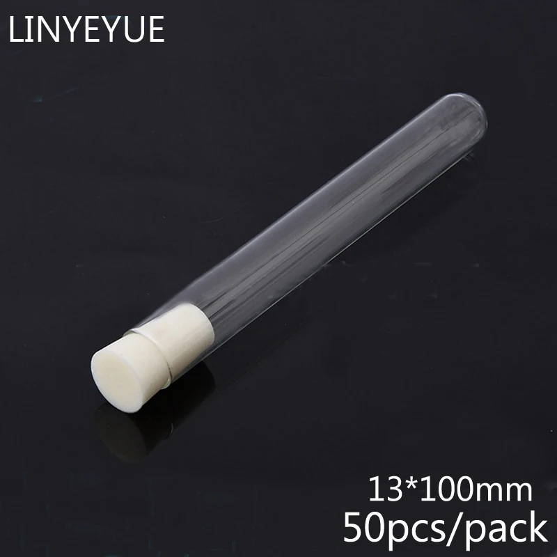 50pcs/pack 13*100mm U-shape Bottom Glass Test Tube with silica gel plug Laboratory Glassware Lab Glass Tube with cap