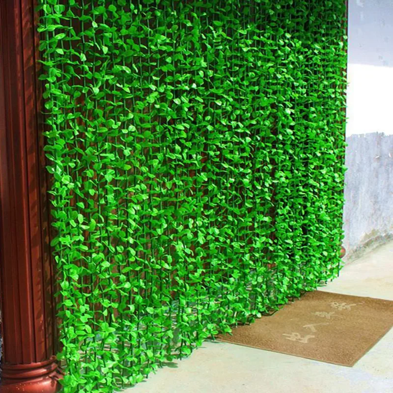 

Pastoral Style Artificial Green Plant Leaf Vine Curtain Ornament For Garden Home Wall Porch Partition Decoration