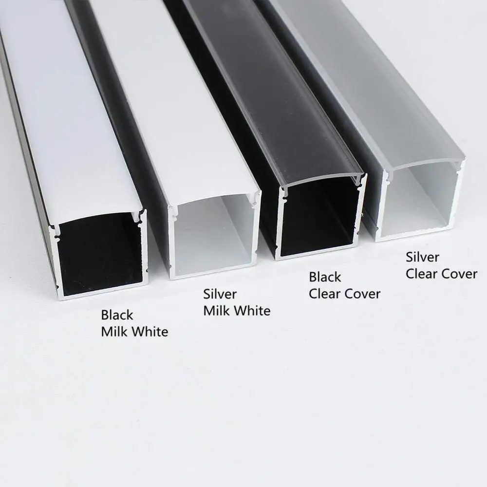 

10Sets/Lot 1M U06 Silver Black LED Aluminum Profile Extrusion U Shape w/ Cover for 20mm LED Strip Light Installation