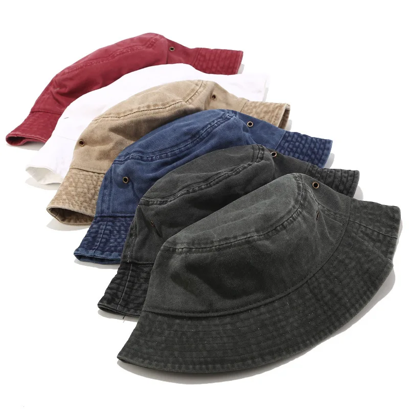 2022 New Fisherman Hat Vintage Denim Bucket Hats Outdoor Men Women Washed Cotton Panama Hat Fashion Hip Hop Gorros Bob Hat