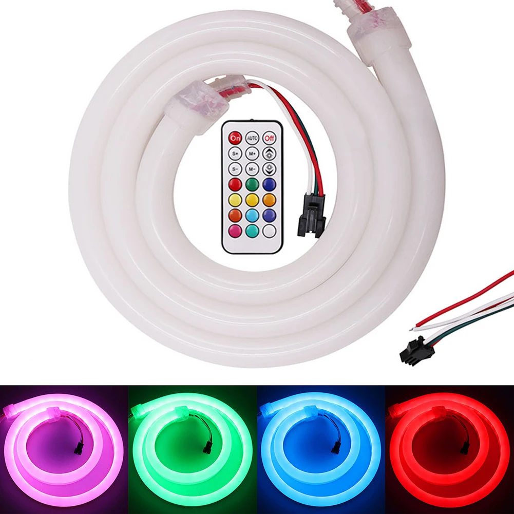 

1m 2m 5m RGB Neon Light Led Strip 12V 5050 String Lamp 60Led/m Full Color Neon Rope Lights Auto Running Horse Race + Power Plug