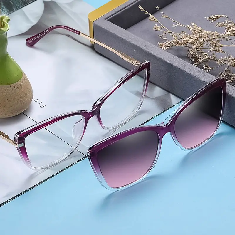 2024 Eyeglasses Brand designer Polarized Magnet Clip glasses frame women Myopia Prescription Glasses Optical sunglasses Eyewear