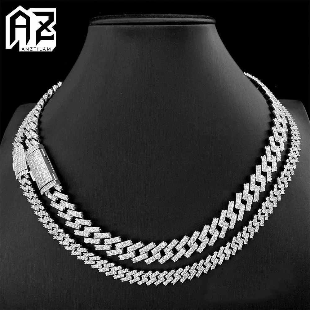 

AZ 8/13mm High-end Iced Out Necklaces Square Cuban Link Chain Necklaces for Men Women Hip Hop Bling Zircon Goth Choker Free Ship