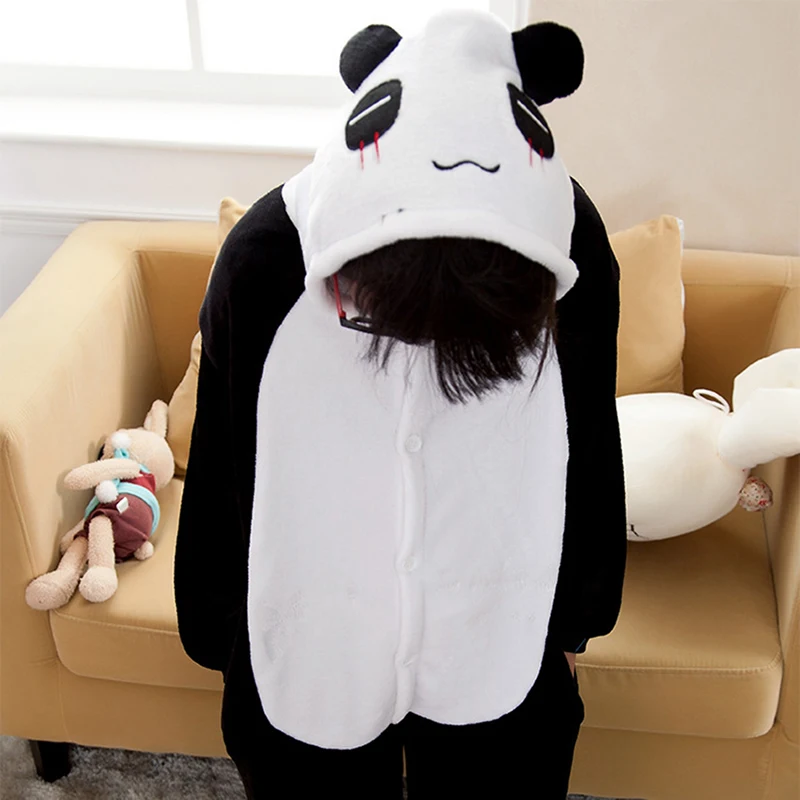 Monos con capucha de una pieza para adultos y niñas, ropa de dormir de Panda, Onesies de animales de dibujos animados, pijamas de invierno