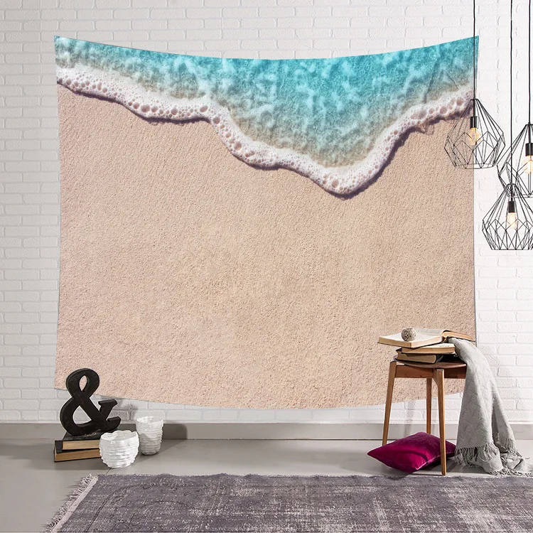 Beautiful Sea Sun Ocean Beach Tapestry Polyester Wall Cloth Water Landscape Beach Decor Hippie Wall Hanging Beach Towel Blanket