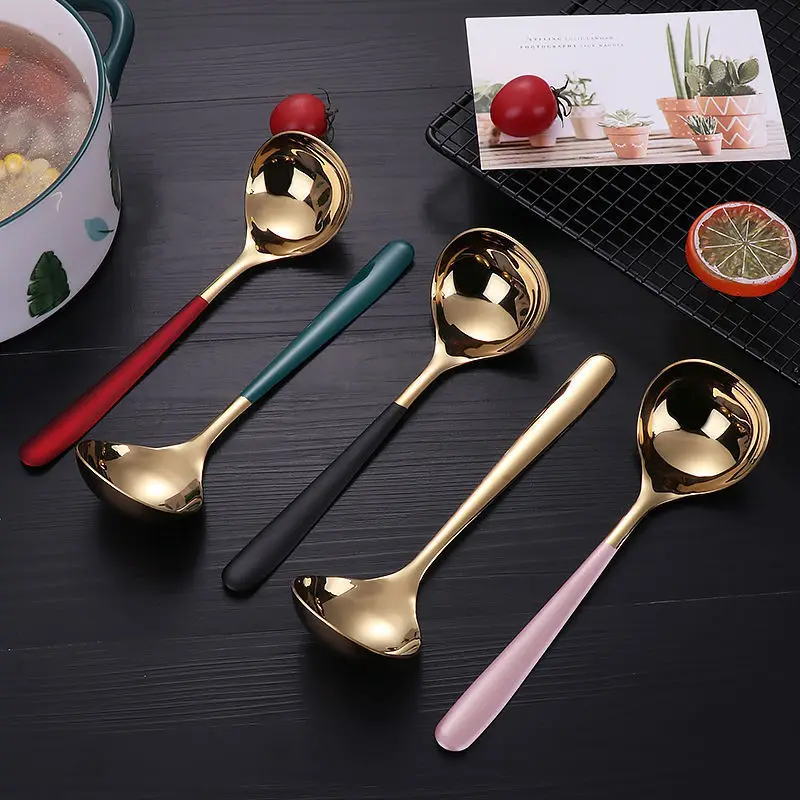 1PC Korean Stainless Steel Thicken Soup Spoon Creative Deepening Long Handle Hotel Hot Pot Scoop Home Kitchen Cooking Utensil