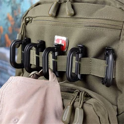 Mosquetón Molle Grimloc D, anillo de bloqueo, hebilla de plástico, bolsa al aire libre, mochila táctica Molle, llavero ABS, broche, 5 unidades por lote