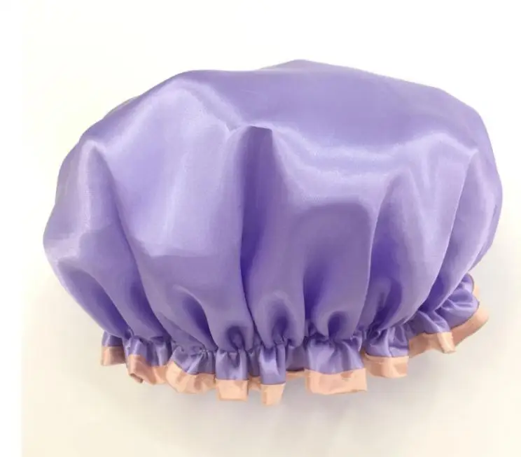 Lovely Thick Shower Satin Hats Colorful Bath Shower Caps Hair Cover Double Waterproof Bathing Cap SN2408