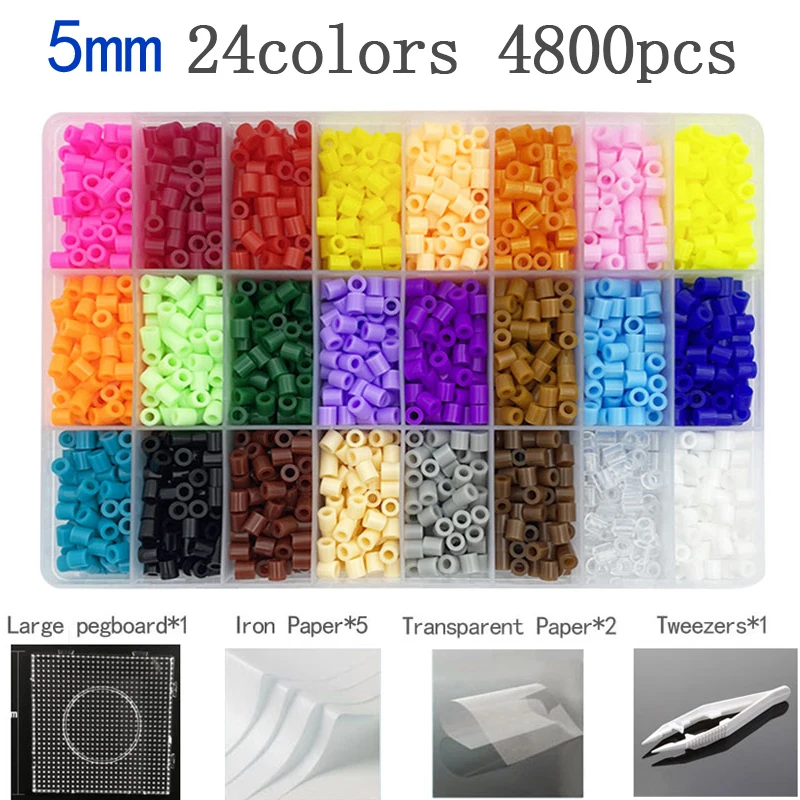 Perler Perlen Beads Kit 5mm/2.6mm Hama beads Whole Set with Pegboard Iron 3D Puzzle DIY Toy Kids Creative Handmade Craft Gift