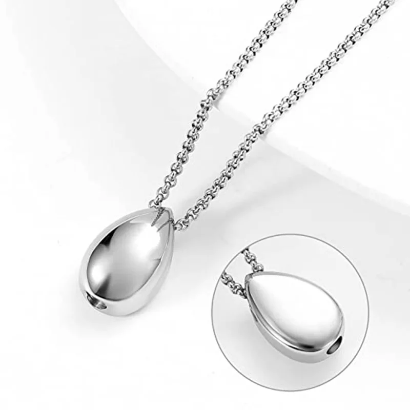 Dropshipping Stainless Steel Little Teardrop Cremation Necklace for Ashes Keepsake Jewelry Memorial Urn Pendant Necklace