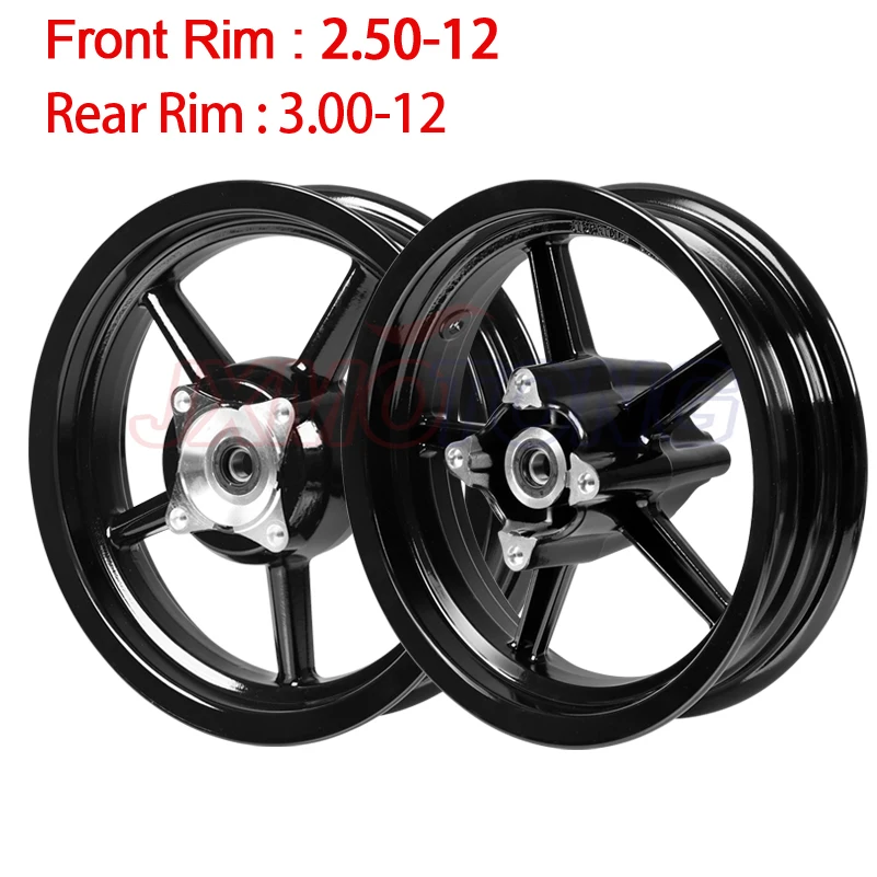 12inch Front 2.50-12 and Rear 3.00-12 4 fitting hole Rims Refitting for Dirt bike Pit Bike Vacuum Wheel