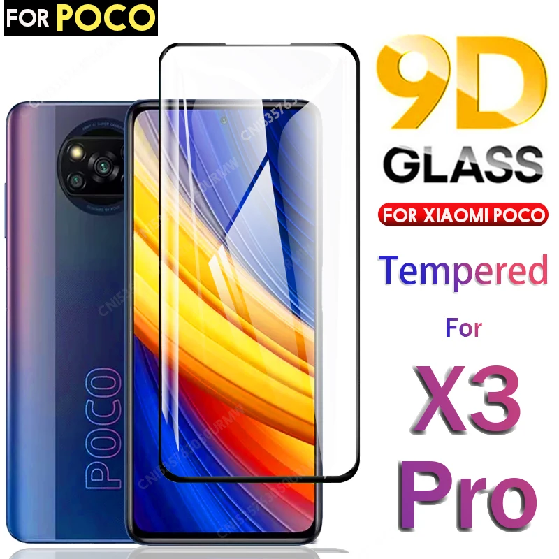 9D Full Coverage Tempered Glass For Xiaomi Poco X3 Pro NFC Screen Protector Poco F3 Pro F2 M3 Poco X3Pro X3NFC Protective Film